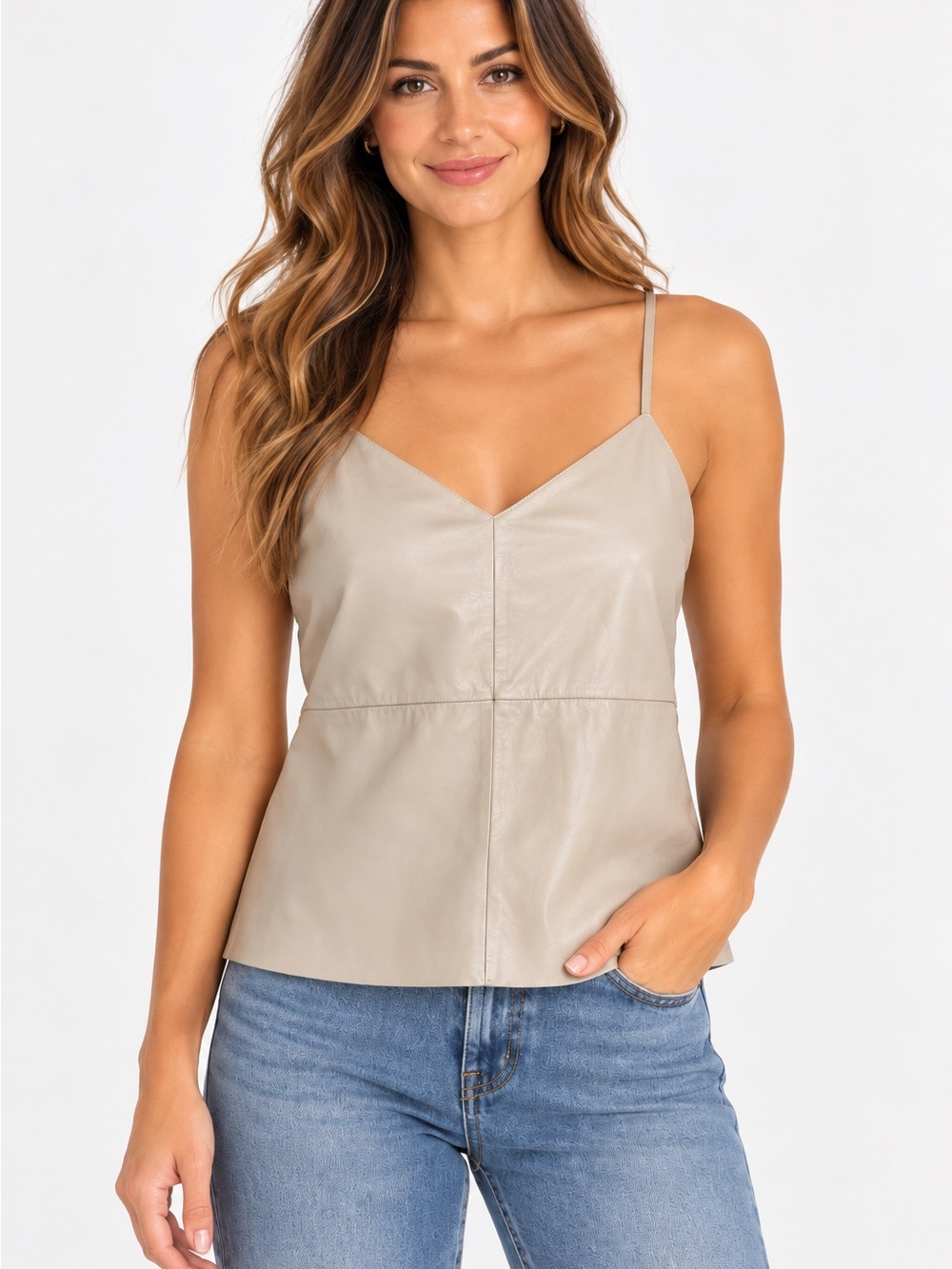 Banana Republic Women’s Leather Front Cami Top Size XL